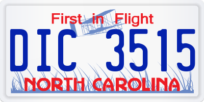 NC license plate DIC3515