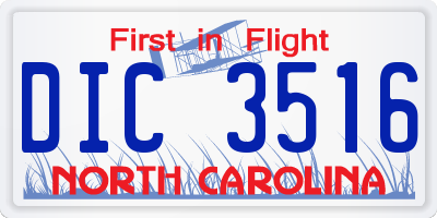 NC license plate DIC3516