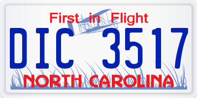 NC license plate DIC3517