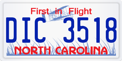 NC license plate DIC3518
