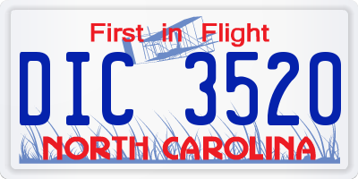 NC license plate DIC3520