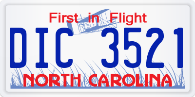 NC license plate DIC3521