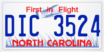 NC license plate DIC3524