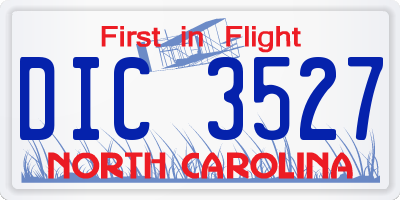 NC license plate DIC3527