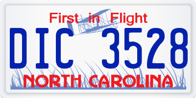 NC license plate DIC3528