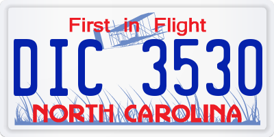 NC license plate DIC3530