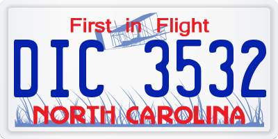 NC license plate DIC3532