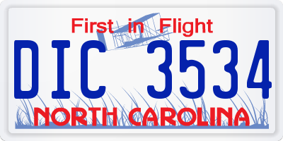 NC license plate DIC3534
