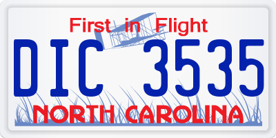 NC license plate DIC3535
