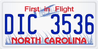 NC license plate DIC3536