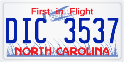 NC license plate DIC3537