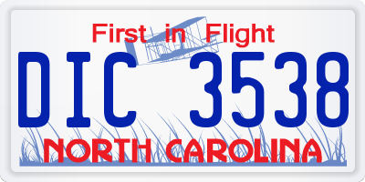 NC license plate DIC3538