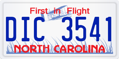 NC license plate DIC3541