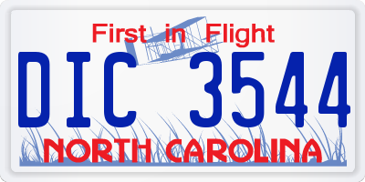 NC license plate DIC3544
