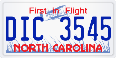 NC license plate DIC3545