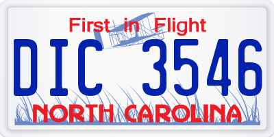 NC license plate DIC3546