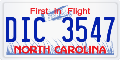 NC license plate DIC3547