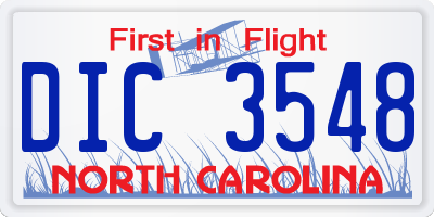 NC license plate DIC3548