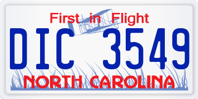 NC license plate DIC3549