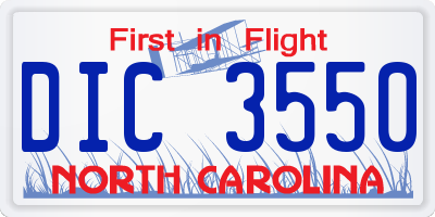 NC license plate DIC3550