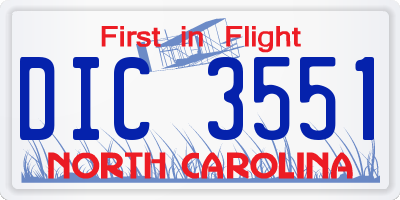 NC license plate DIC3551