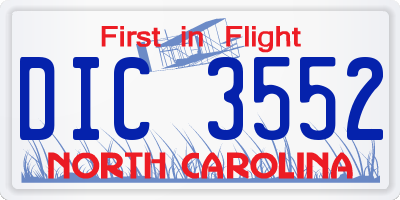 NC license plate DIC3552