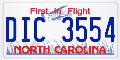 NC license plate DIC3554
