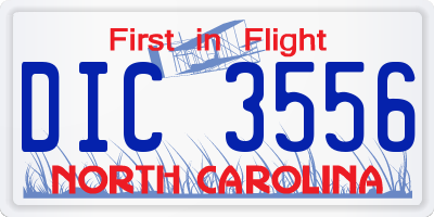 NC license plate DIC3556
