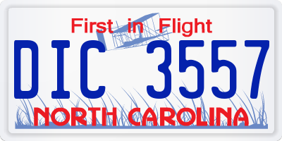 NC license plate DIC3557