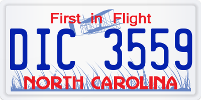 NC license plate DIC3559