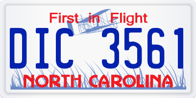 NC license plate DIC3561