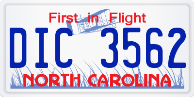 NC license plate DIC3562