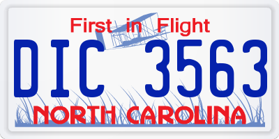 NC license plate DIC3563