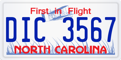 NC license plate DIC3567