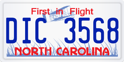 NC license plate DIC3568