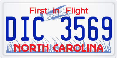 NC license plate DIC3569