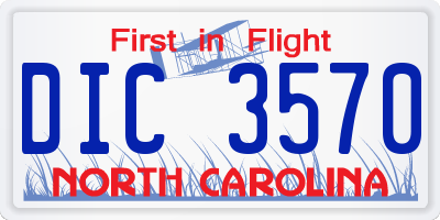 NC license plate DIC3570