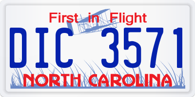 NC license plate DIC3571