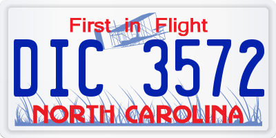 NC license plate DIC3572