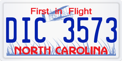 NC license plate DIC3573