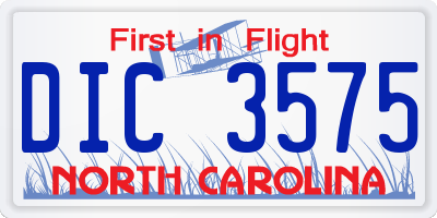 NC license plate DIC3575