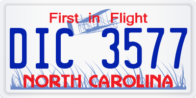 NC license plate DIC3577