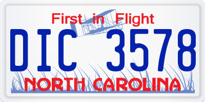 NC license plate DIC3578