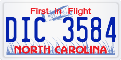 NC license plate DIC3584