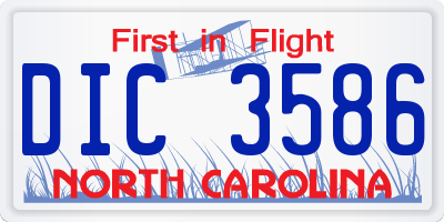 NC license plate DIC3586