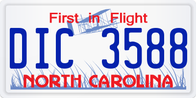 NC license plate DIC3588