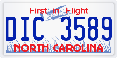 NC license plate DIC3589