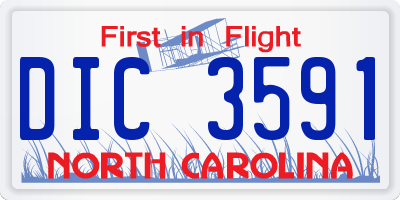 NC license plate DIC3591