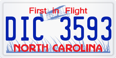 NC license plate DIC3593