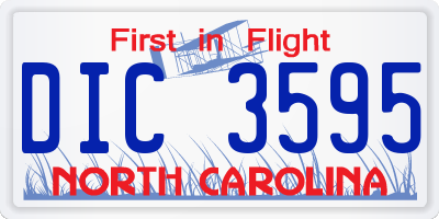 NC license plate DIC3595
